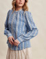 Listicle Embroidered Lace Trim Button-Up Blouse