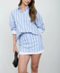Blu Pepper Vertical Stripe Cuff Button Down Shirt