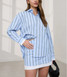 Blu Pepper Vertical Stripe Cuff Button Down Shirt