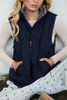 Blu Pepper Plaid Collar Quilted Zip Vest