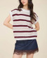 Blu Pepper Marled Stripe Short Sleeve Sweater