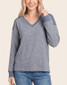 Staccato V Neck Long Sleeve Waffle Top
