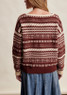 Listicle Fair Isle Split Neck Knit Sweater