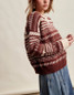 Listicle Fair Isle Split Neck Knit Sweater