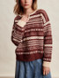 Listicle Fair Isle Split Neck Knit Sweater