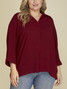 Plus 3/4 Sleeve Collared Blouse