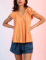 Flounced Sleeve V Neck Top