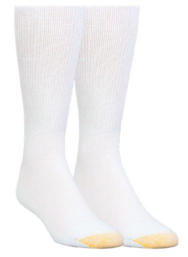 Gold Toe Men's Non-Binding Super Soft Crew Socks (2 Pack) - White