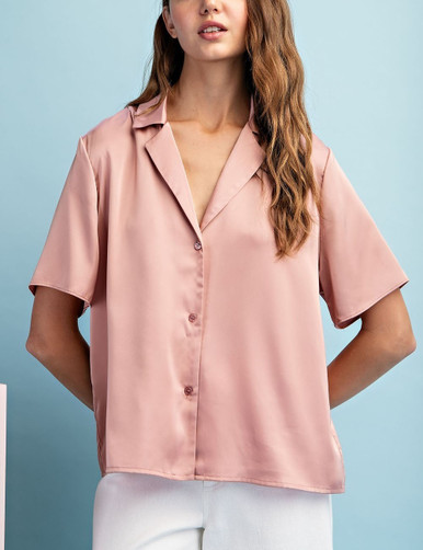 Ladies EE:Some Silky Button Up Blouse - TK9547