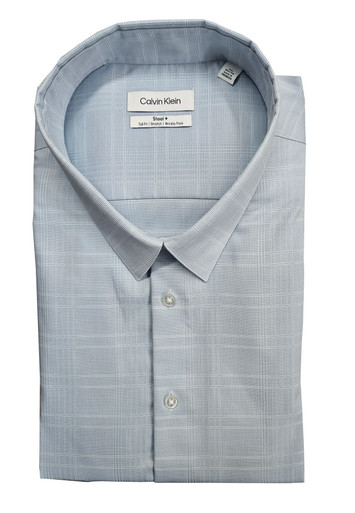 Calvin Klein Men's Big & Tall Steel+ Stretch Dress Shirt, Blue, 17.5 35/36, Cotton