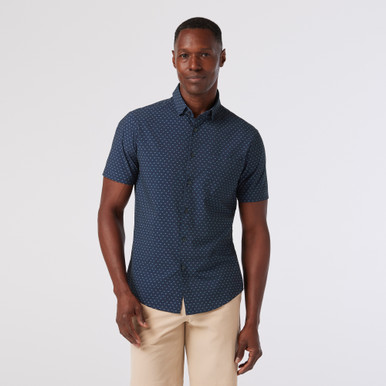 Mizzen+Main Navy Dotted Leaf Leeward Shirt - TBU20-NDL