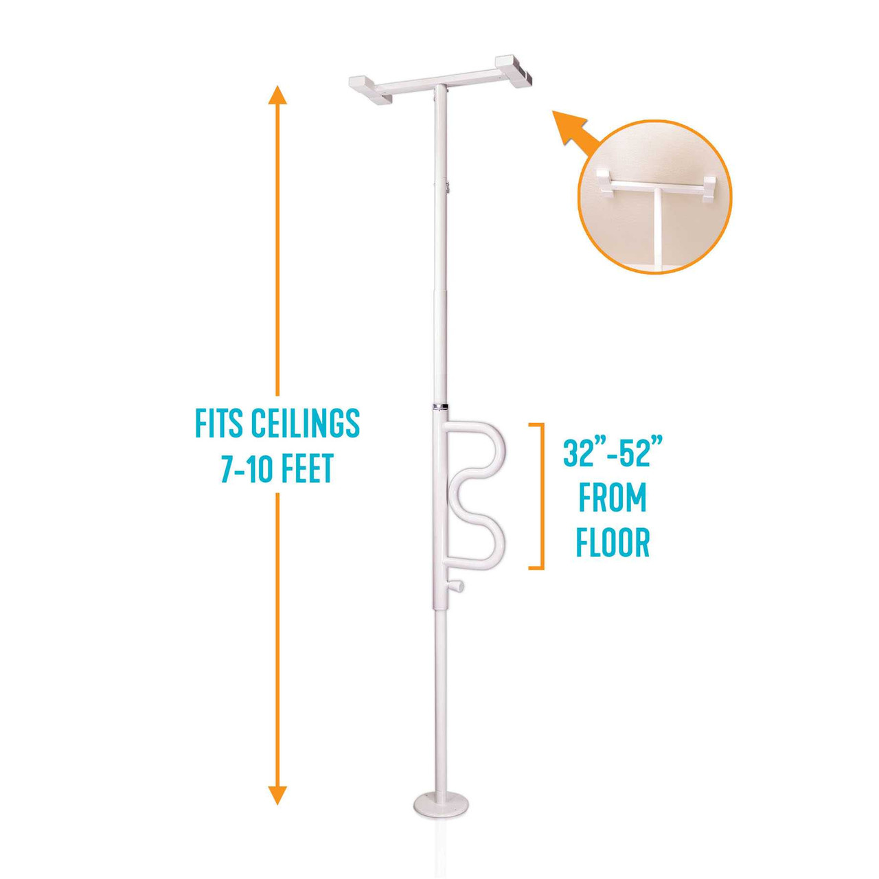 Bathtub Security Pole & Curve Grab Bar - Senior Bath Safety