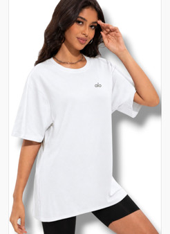 Women's XXL 14-16 buttery soft a.l.o oversized t-shirt / Ready to ship (white)
