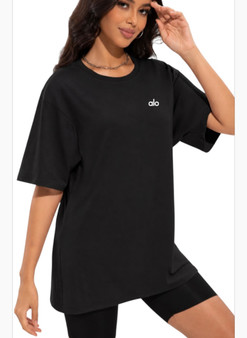 Women's XXL 14-16 buttery soft a.l.o oversized t-shirt / Ready to ship (black)