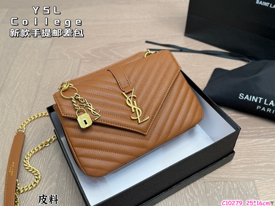 Y.S.L college bag camel brown / 1:1 quality / turnaround time 2-4 weeks / 25 cm