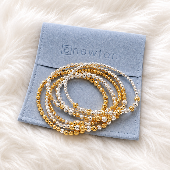 Stretch bracelet set pre-order / 14k gold silver plated / non-tarnish / 6.89 width / Turnaround time 2-4 weeks  