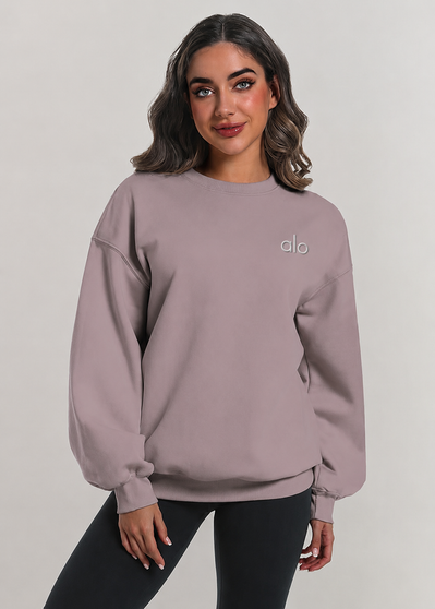 Ready to ship women's oversized comfy sweatshirt with 3D logo (Mocha)