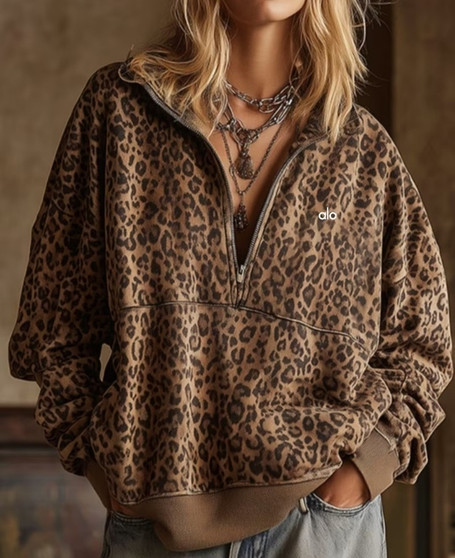 Women's a.l.o inspired animal print sweatshirt pre-order / Turnaround time 2-4 weeks