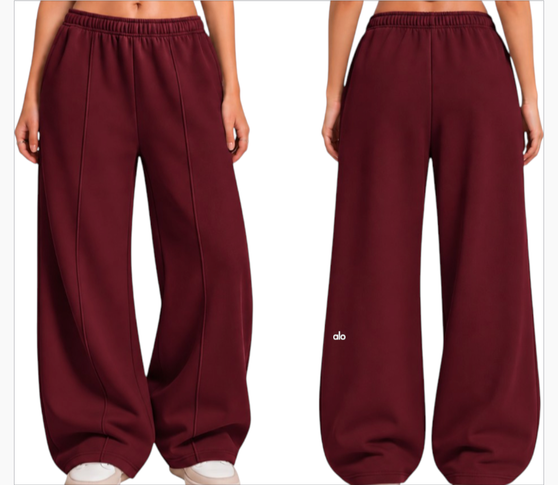 Women's small 4-6 wide leg a.l.o sweats ready to ship - final clearance (wine red)