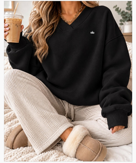 Women's xs/2 ready to ship a.l.o v-neck sweatshirt - final clearance