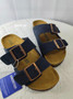 Suede double strap sandals with soft footbed / pre-order