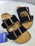 Suede double strap sandals with soft footbed / pre-order