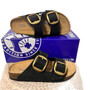 Oil rubbed leather / soft footbed / large buckle sandals/ pre-order-1761420147
