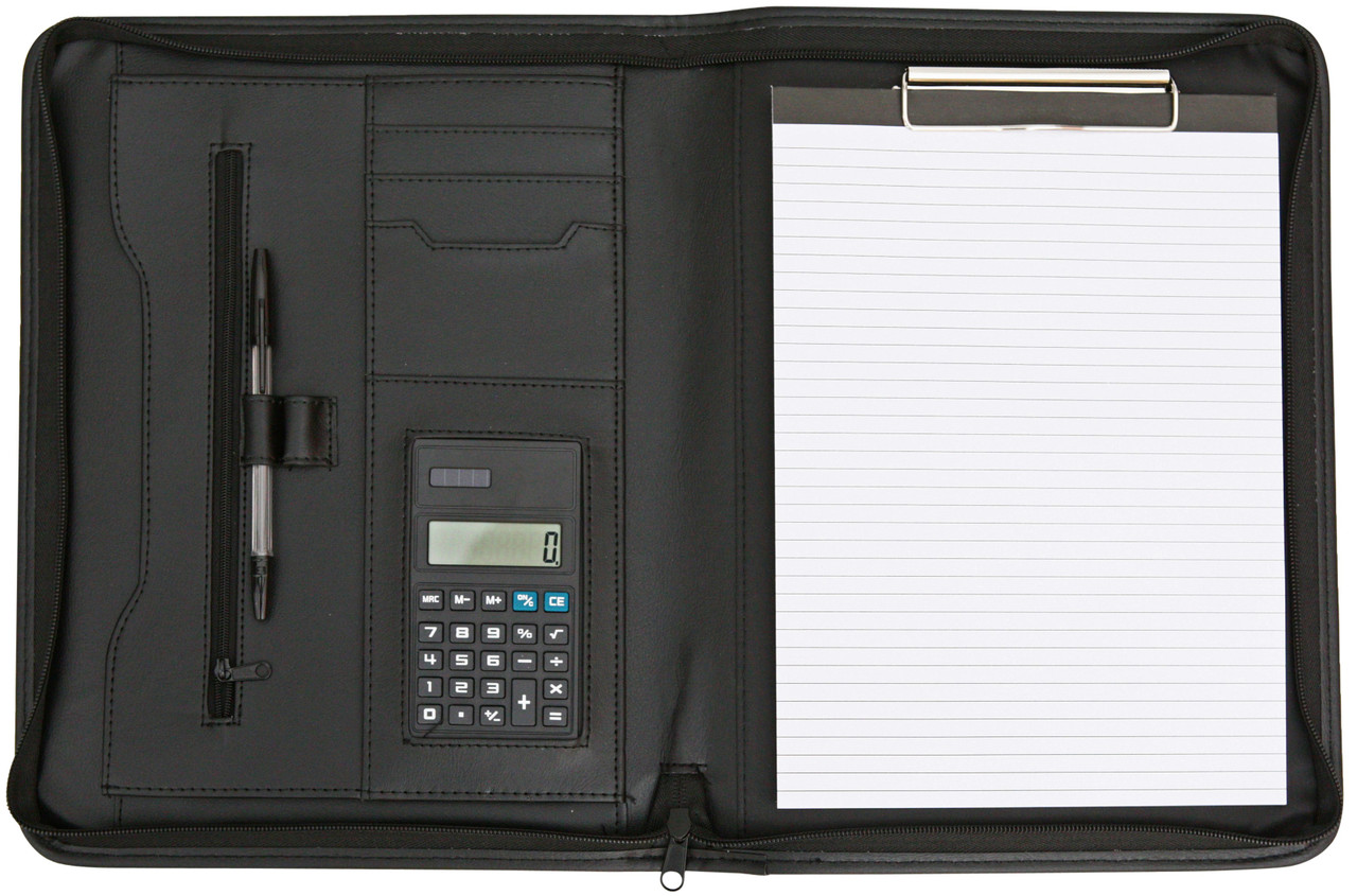 Tassia A4 Portfolio Presentation Faux Leather Folder - Gusseted Storage Pocket