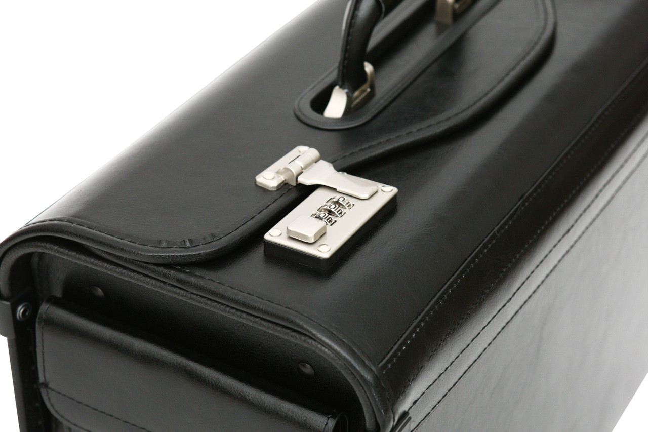 Tassia Executive Bonded Leather Pilot Case - Gun Metal Combination Locks