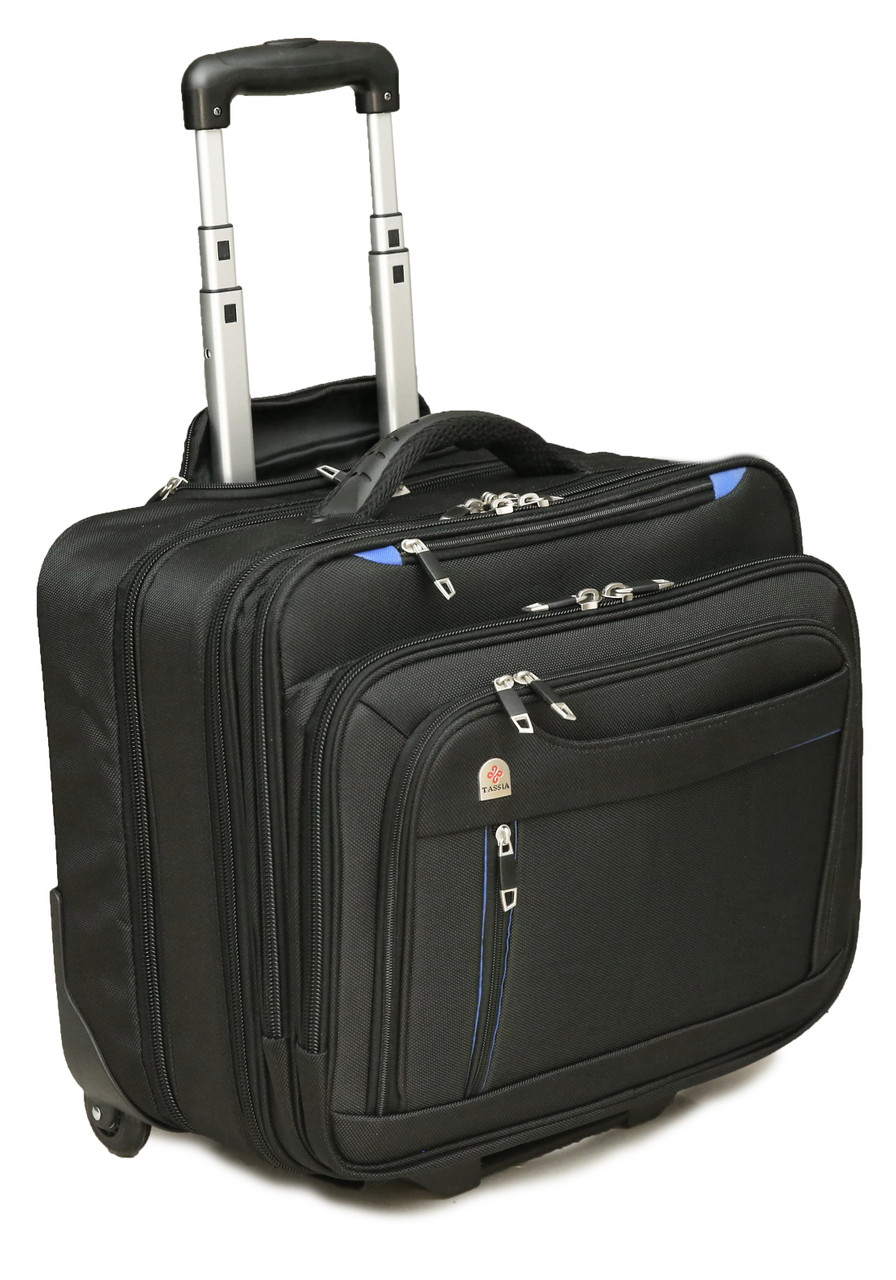 Tassia Large Wheeled Laptop Case Roller Bag Pilot Case 17" Laptop - Overnight Compartment - 37 Litres