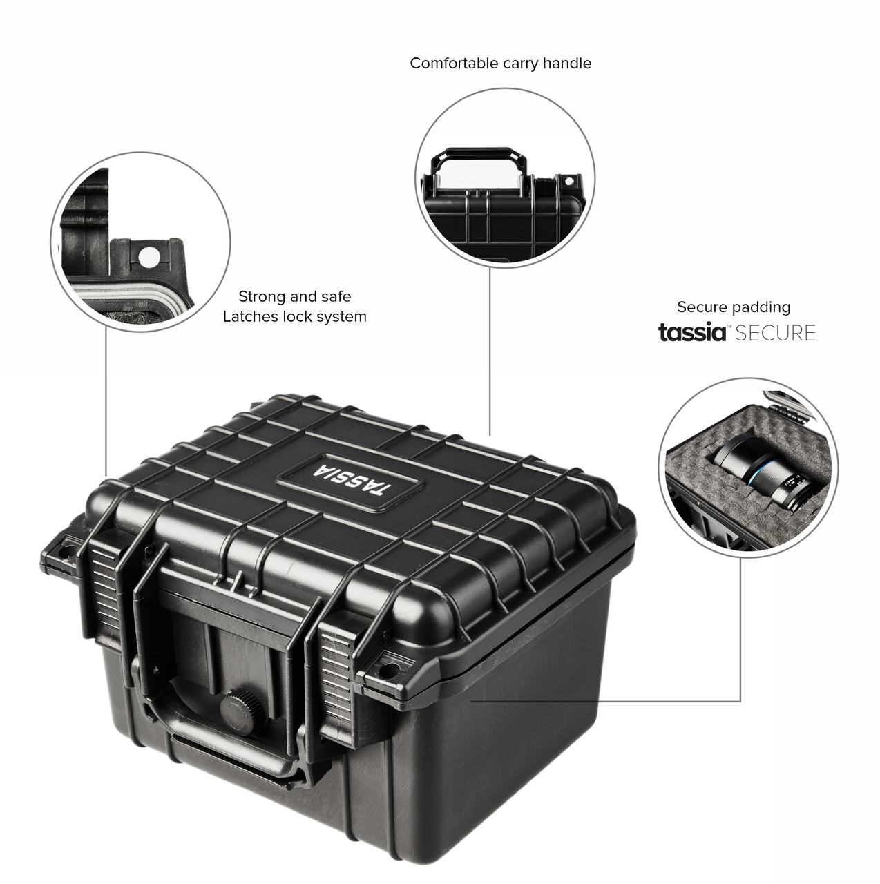 Small Waterproof Hard Case with Foam Insert Plastic Protective Camera Case  Black