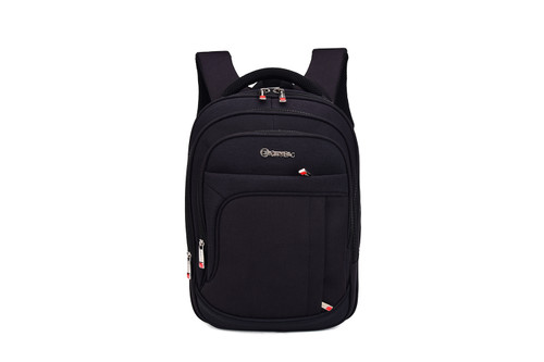 City Bag Multi Compartment Nylon Laptop Backpack - Adjustable Shoulder Straps - Black