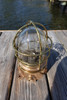 Straight Passageway Brass Ship's Lightw/wire cage-Highly Polished