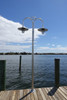 Custom fabricated aluminum wharf pole light with dual radial wave shades