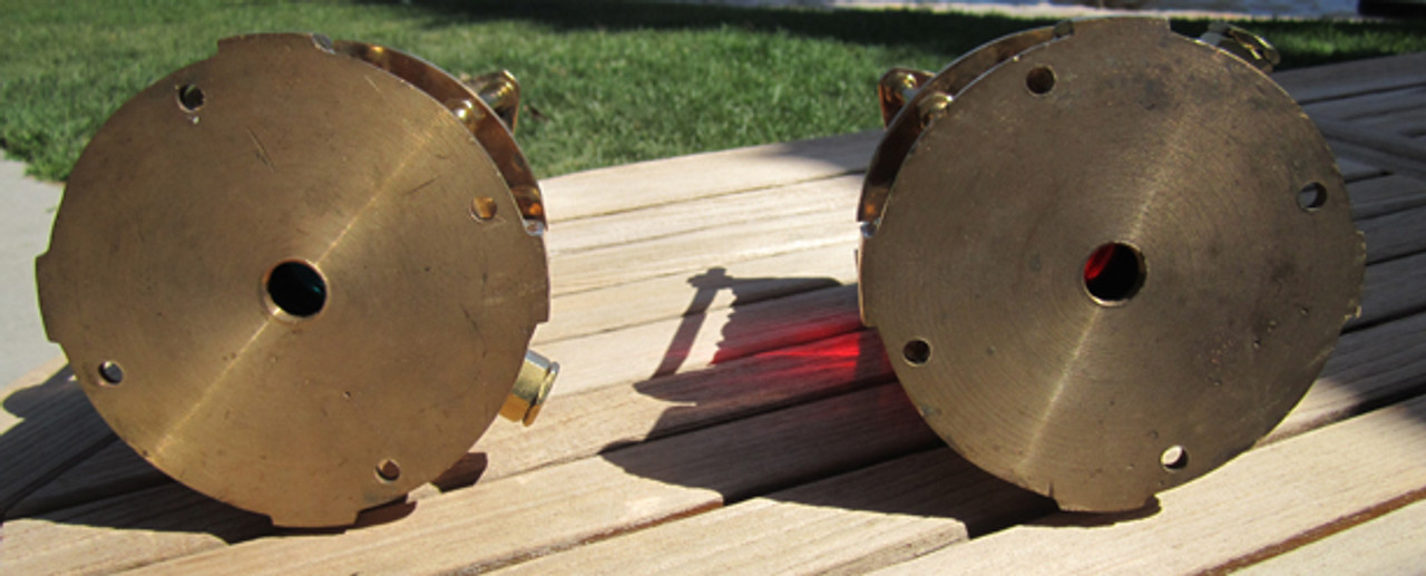 Pair of Bronze Nautical Piling Dock Lights - Port/Starboard