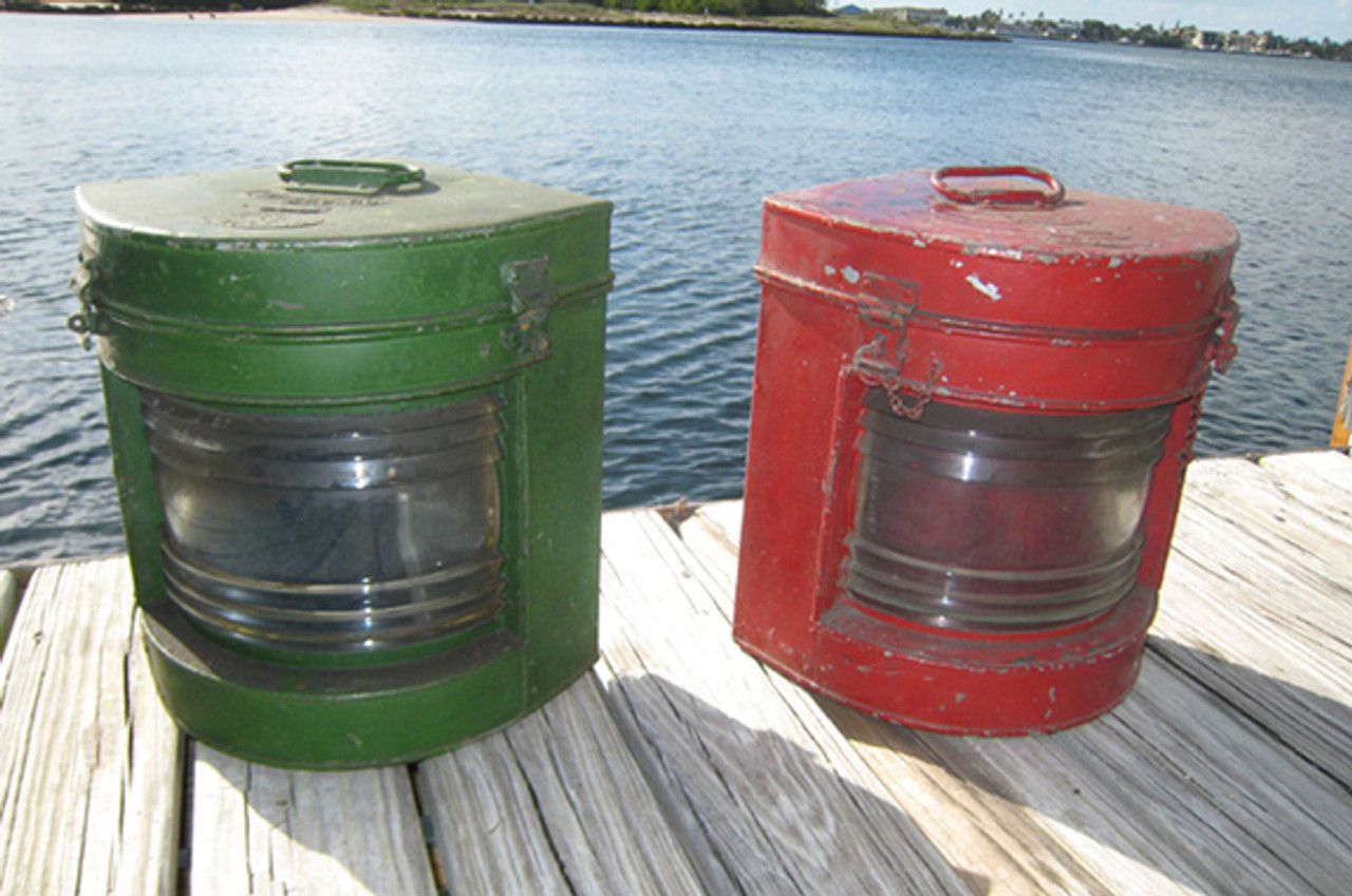 vintage ship lights red green