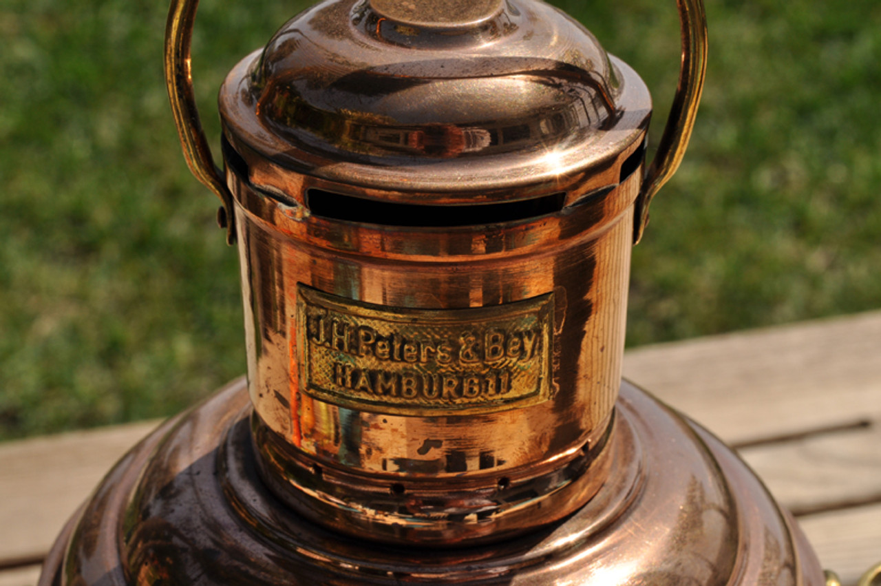 Copper anchor ship lantern-Red Original Lens, JH Peters & Bey