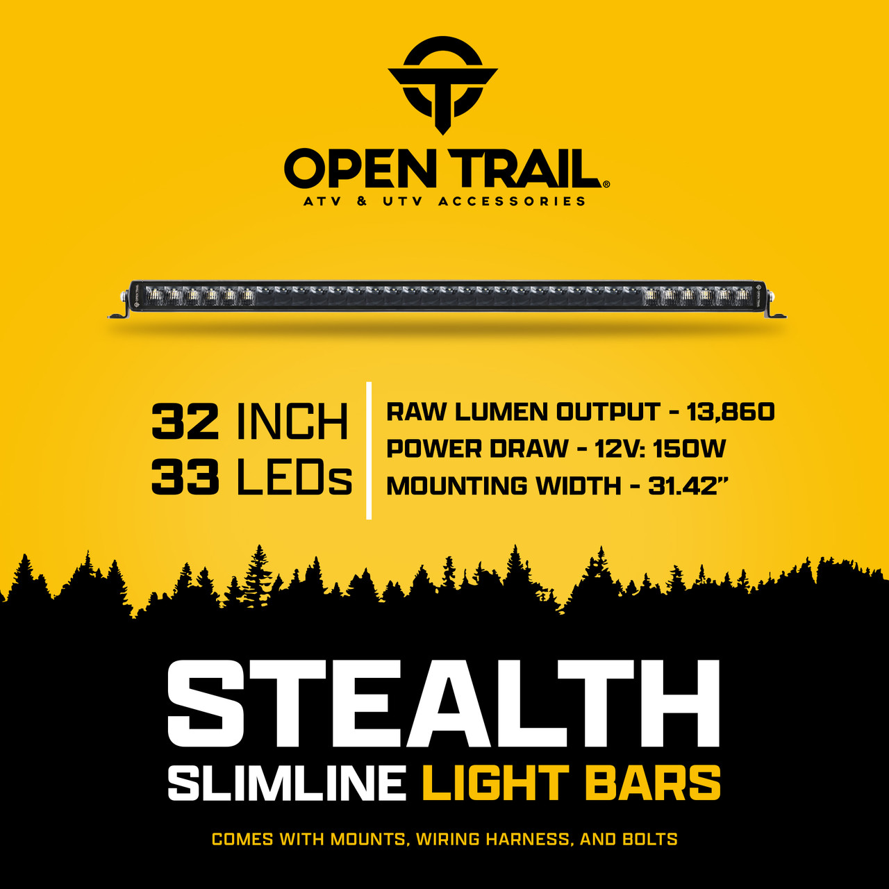 OPEN TRAIL STEALTH SLIMLINE LED LIGHT 32" COMBO (SPOT+DRIVING) HML-B1899