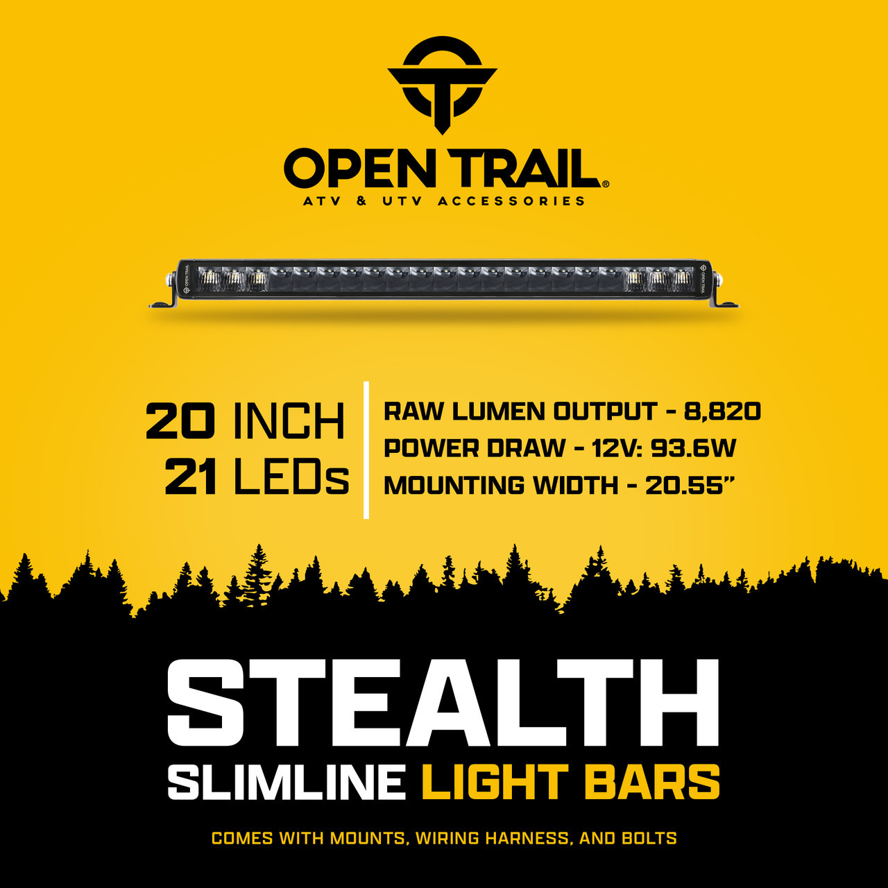 OPEN TRAIL STEALTH SLIMLINE LED LIGHT 20" COMBO (SPOT+DRIVING) HML-B1863
