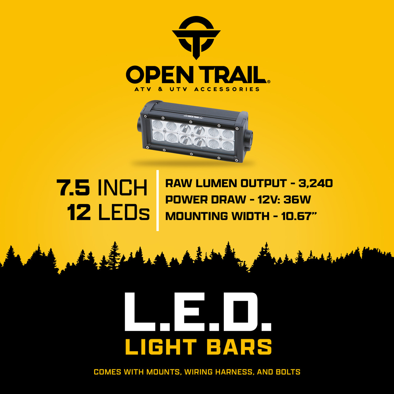 OPEN TRAIL LED LIGHT BAR 7.5" HML-BC236 COMBO
