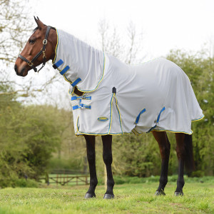 WEATHERBEETA ComFiTec Zephyr Plus Mesh Combo Neck Fly Sheet Silver/Blue (10245320) WEATHERBEETA ComFiTec Zephyr Plus Mesh Combo Neck Fly Sheet Silver/Blue (10245320)