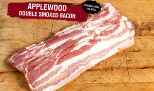 Pictured is layered uncooked bacon
