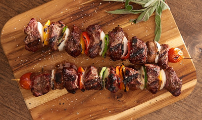 Pictured are tenderloin tips cut from the tenderloin.  Great for kabobs and stir fry.  Pictured as kabobs