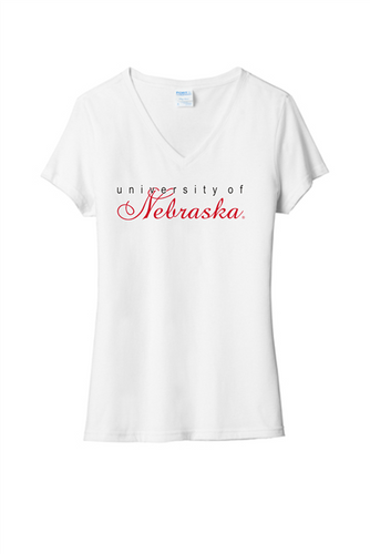 WNS NEBRASKA SCRIPT V-NECK TEE