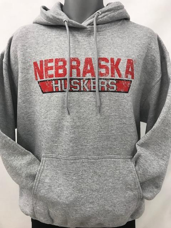 Nebraska Distressed Husker Hood 20N18MH