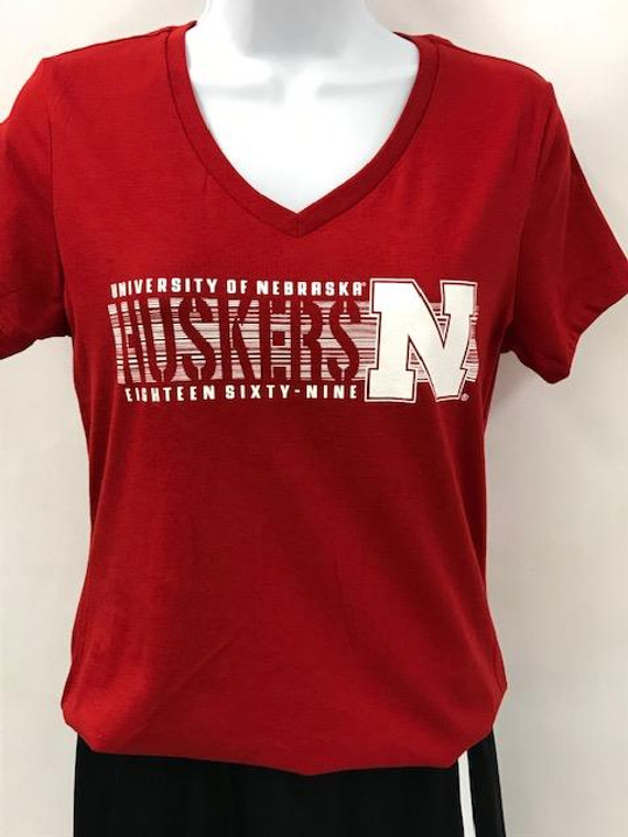 Women's Huskers Stencil V-Tee 20N33DM1170L