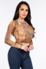 Plaid Patchwork Velvet Mesh Top  (Side)