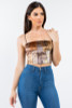 Plaid Patchwork Crop Velvet Top (Front)