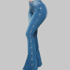 High Waist Curvy Stud Flare Jeans