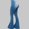 High Waist Curvy Stud Flare Jeans (Back)